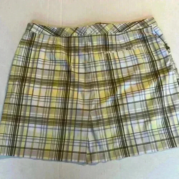 Izod CoolFX Tennis Golf Skirt with under shorts yellow brown plaid size 12 skort - Picture 8 of 13
